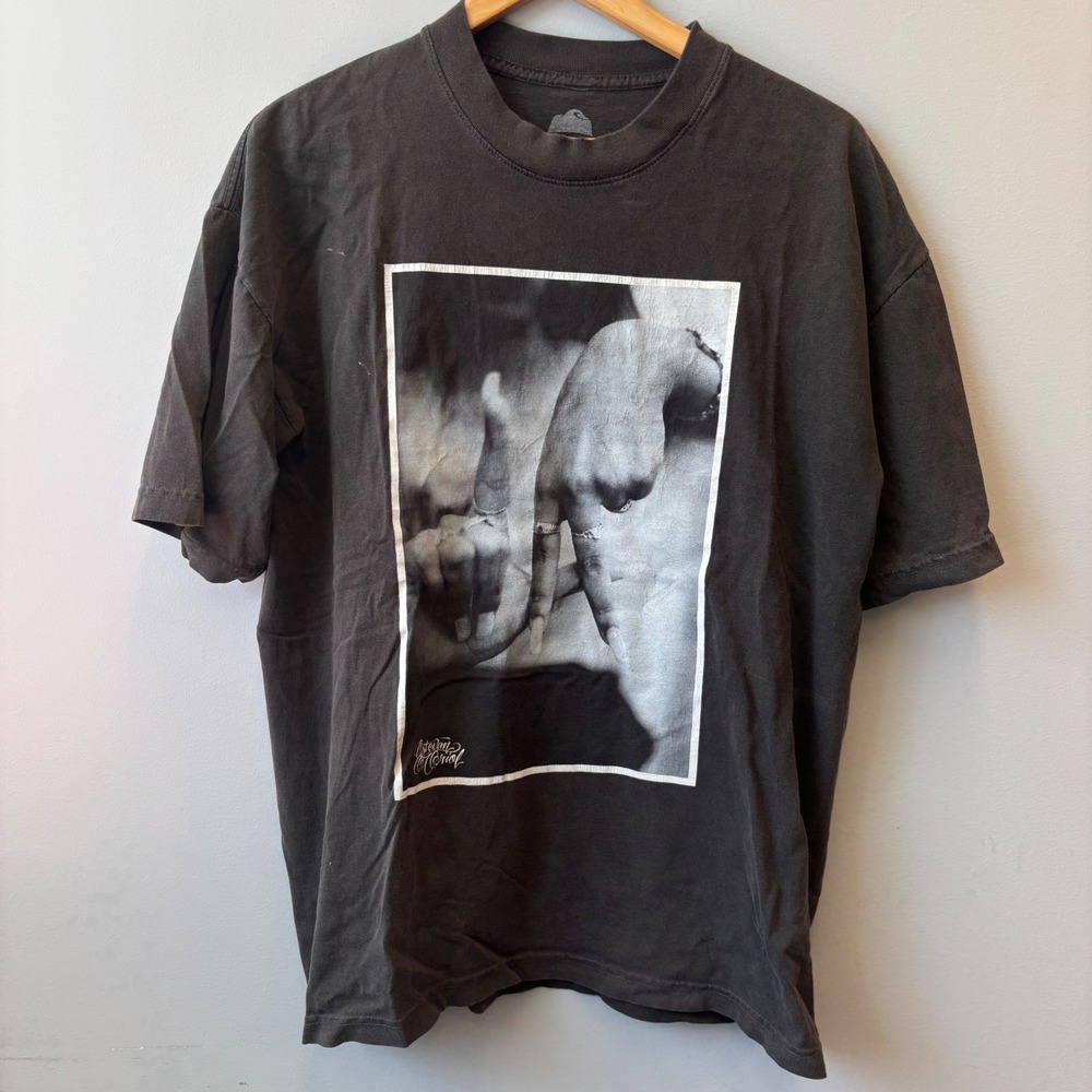 Estevan Oriol LA Fingers Graphic T-Shirt Faded Black Large Made In USA